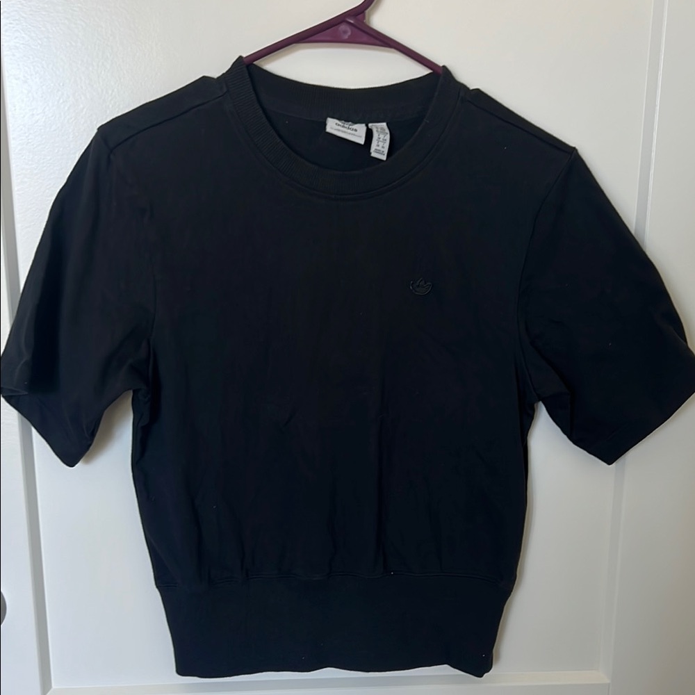 Adidas Black Fitted Ribbed Short Sleeve Tee